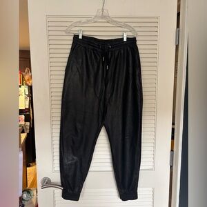 Collection B Black Faux Leather Joggers